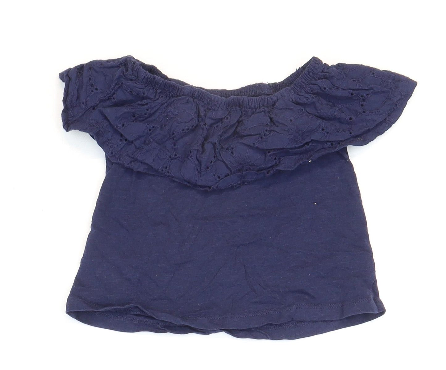 M&Co Girls Blue 100% Cotton Basic T-Shirt Size 4-5 Years Off the Shoulder Pullover