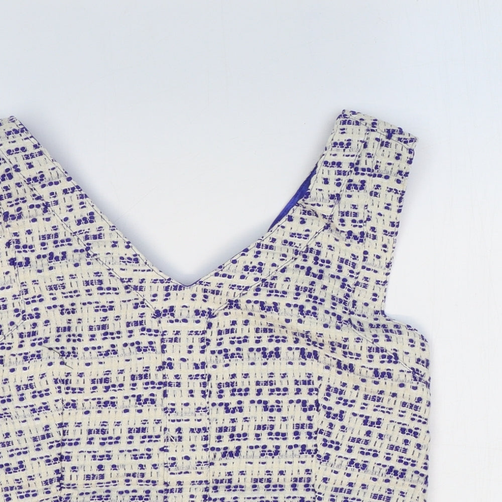 Drole de copine Womens Blue Polyester Basic T-Shirt Size M V-Neck - Cut-out