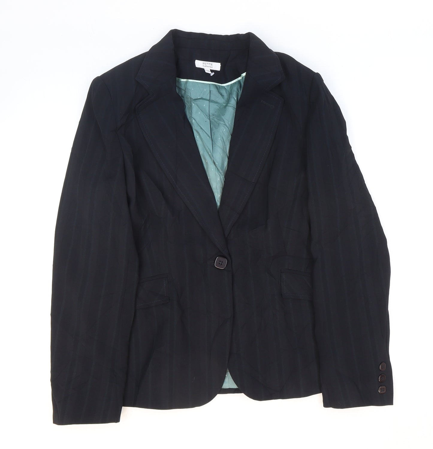 Debenhams Womens Black Striped Jacket Blazer Size 14 Button