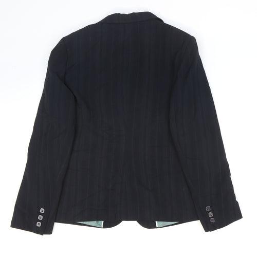 Debenhams Womens Black Striped Jacket Blazer Size 14 Button