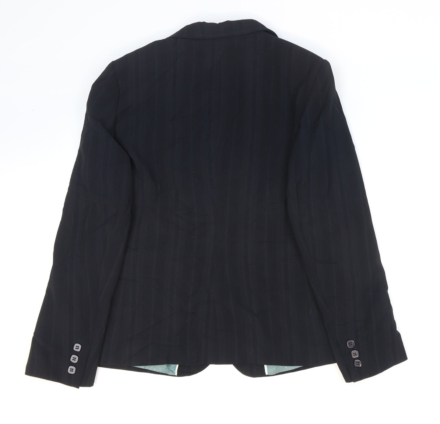 Debenhams Womens Black Striped Jacket Blazer Size 14 Button
