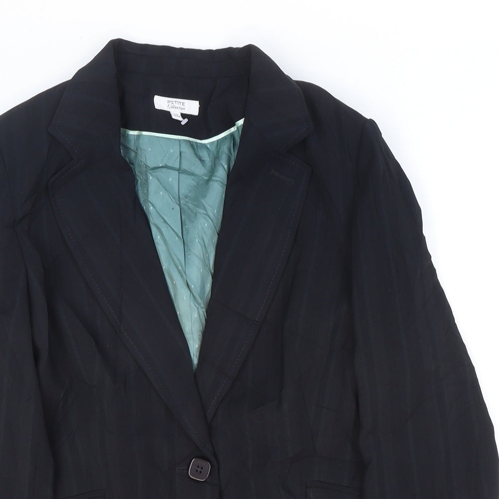 Debenhams Womens Black Striped Jacket Blazer Size 14 Button