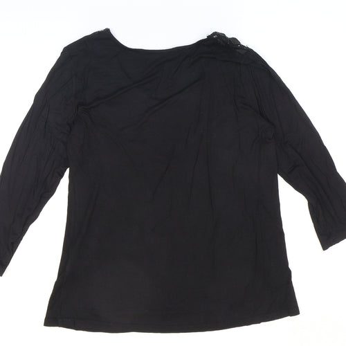 Just Elegance Womens Black Polyester Basic T-Shirt Size 14 Round Neck