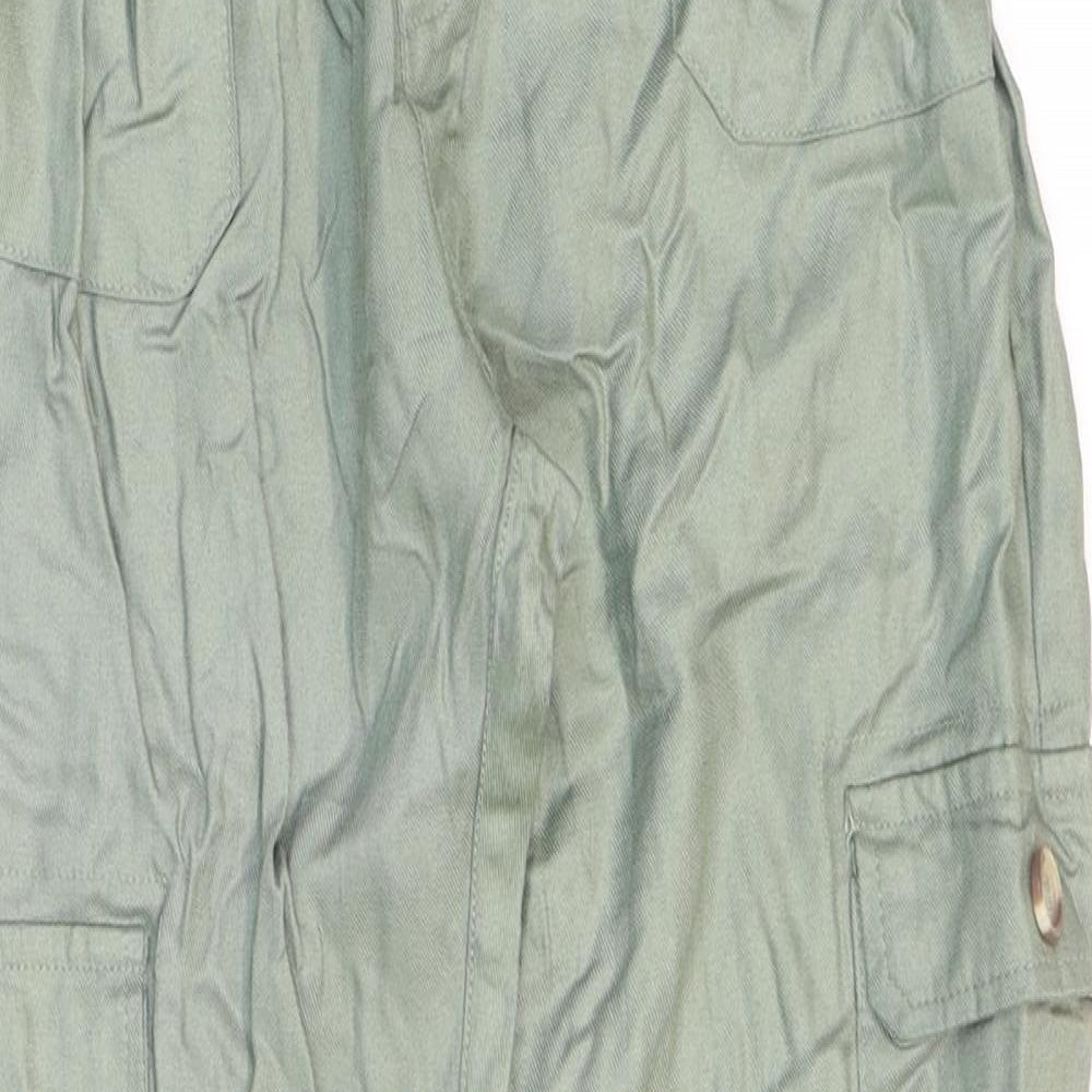 H&M Girls Green Viscose Cargo Trousers Size 9-10 Years Regular Drawstring