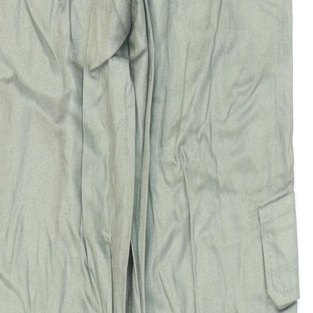 H&M Girls Green Viscose Cargo Trousers Size 9-10 Years Regular Drawstring