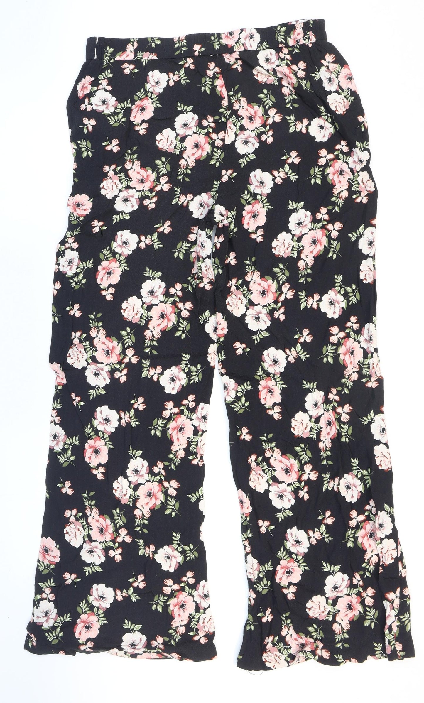 New Look Womens Multicoloured Floral Viscose Trousers Size 14 L29 in Regular