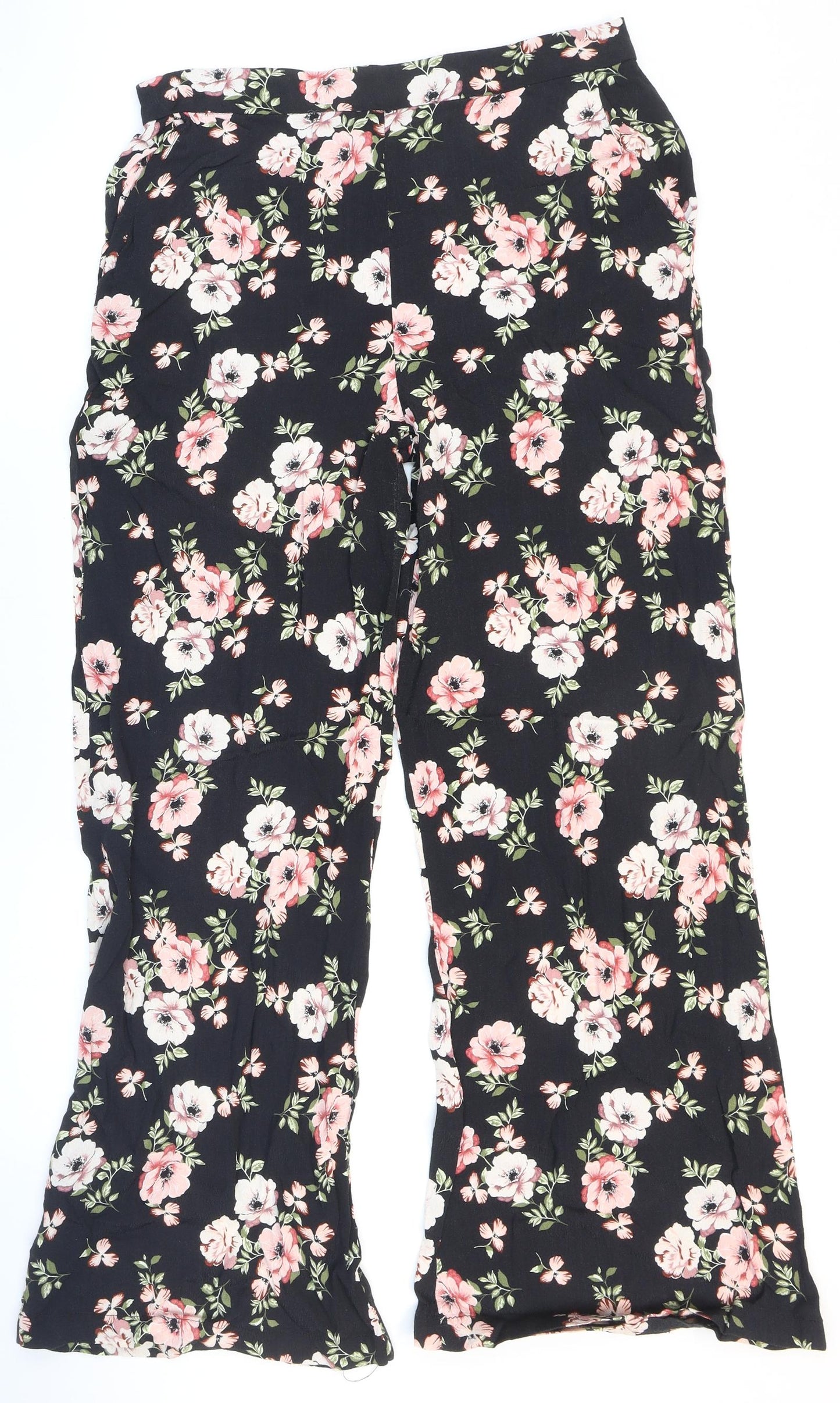 New Look Womens Multicoloured Floral Viscose Trousers Size 14 L29 in Regular