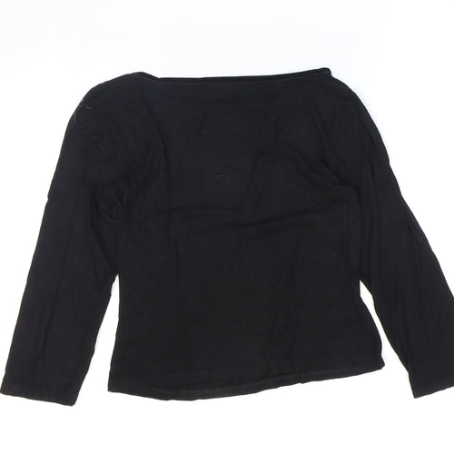 Hobbs Womens Black Polyester Basic T-Shirt Size 14 Boat Neck - Velvet hem