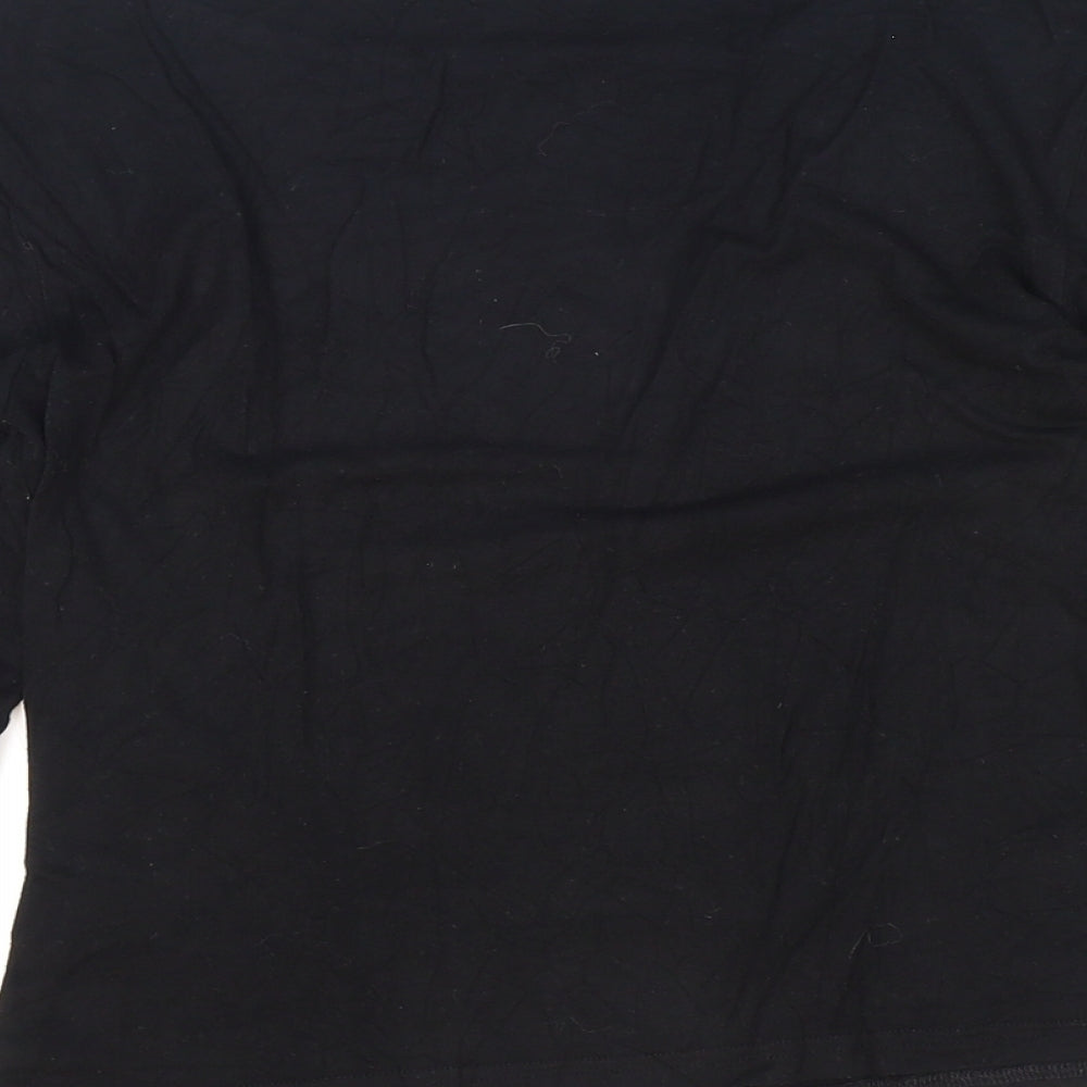 Hobbs Womens Black Polyester Basic T-Shirt Size 14 Boat Neck - Velvet hem