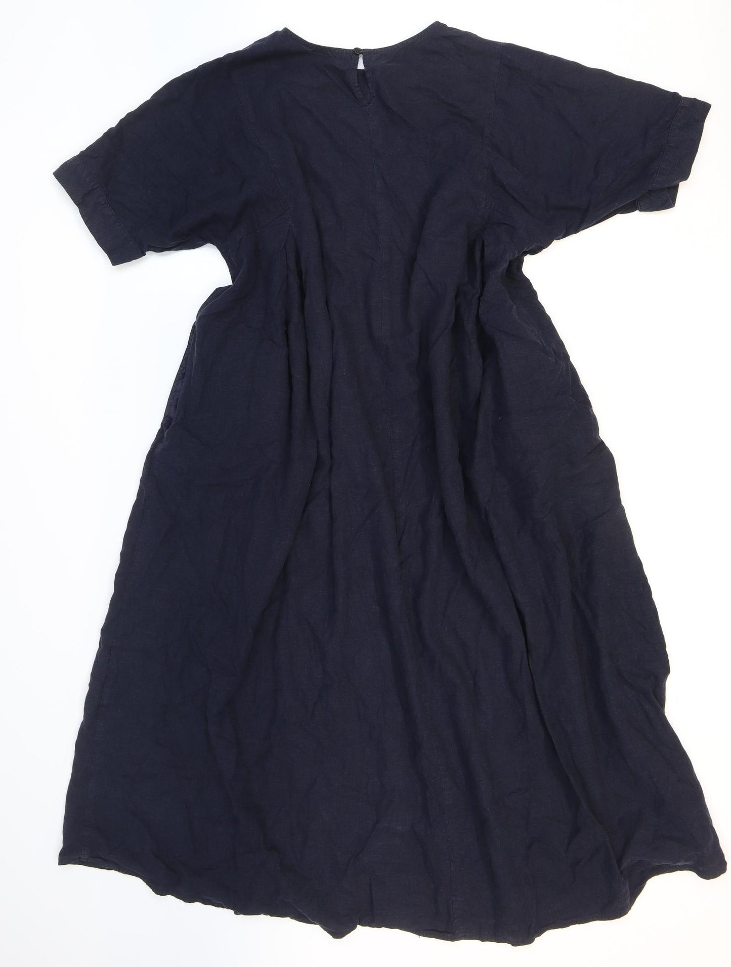 GU Womens Blue Polyester Shift Size L Round Neck Button