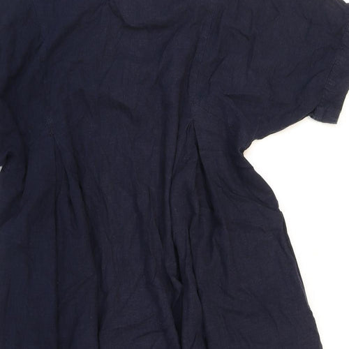 GU Womens Blue Polyester Shift Size L Round Neck Button