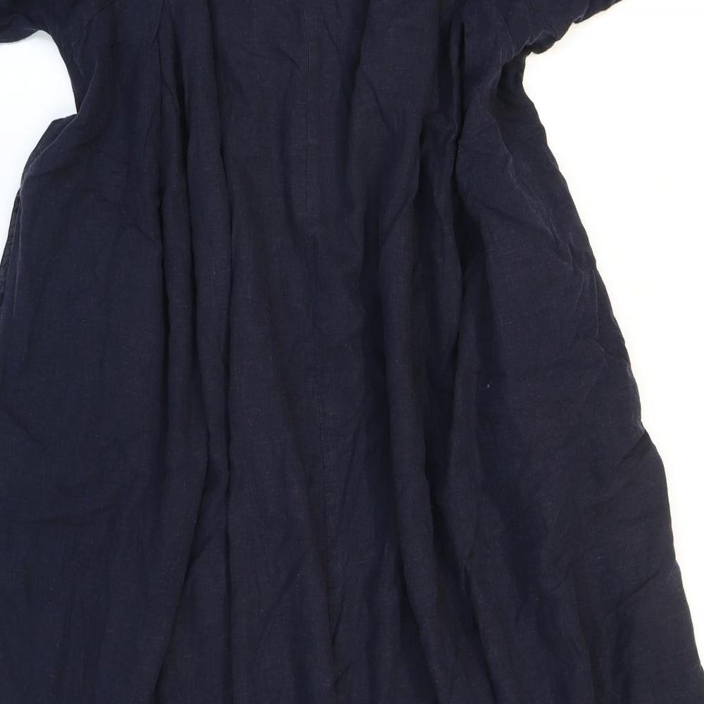 GU Womens Blue Polyester Shift Size L Round Neck Button
