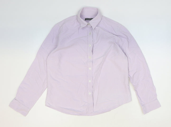 Hawkshead Womens Purple 100% Cotton Basic Button-Up Size 12 Collared