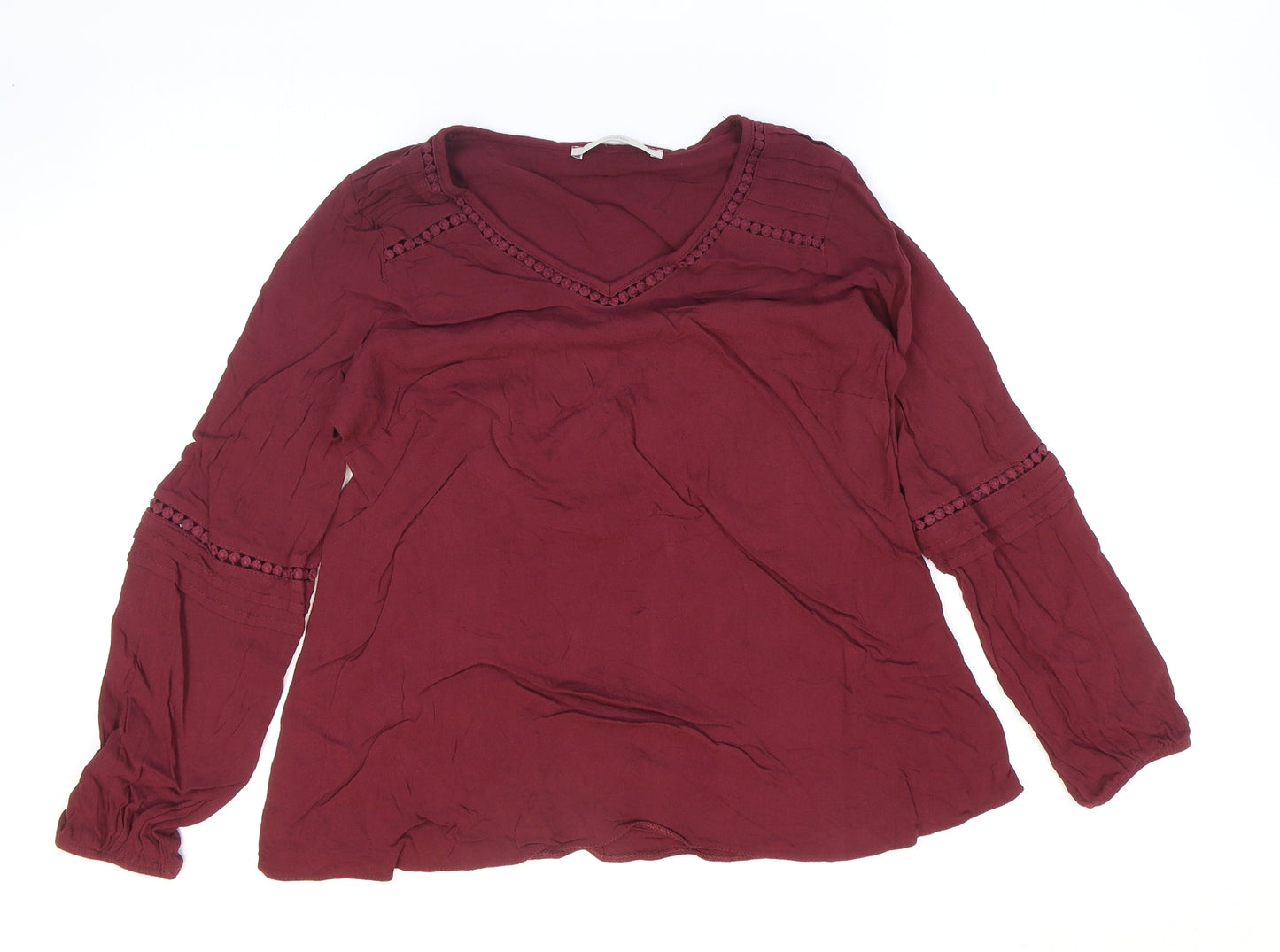 George Womens Red Viscose Basic Blouse Size 10 V-Neck - Lace