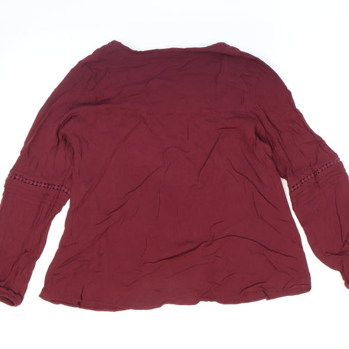 George Womens Red Viscose Basic Blouse Size 10 V-Neck - Lace