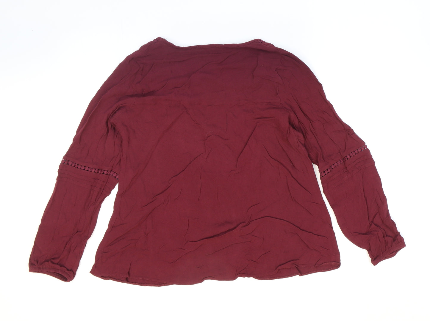 George Womens Red Viscose Basic Blouse Size 10 V-Neck - Lace