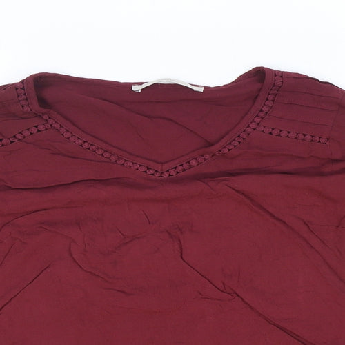 George Womens Red Viscose Basic Blouse Size 10 V-Neck - Lace