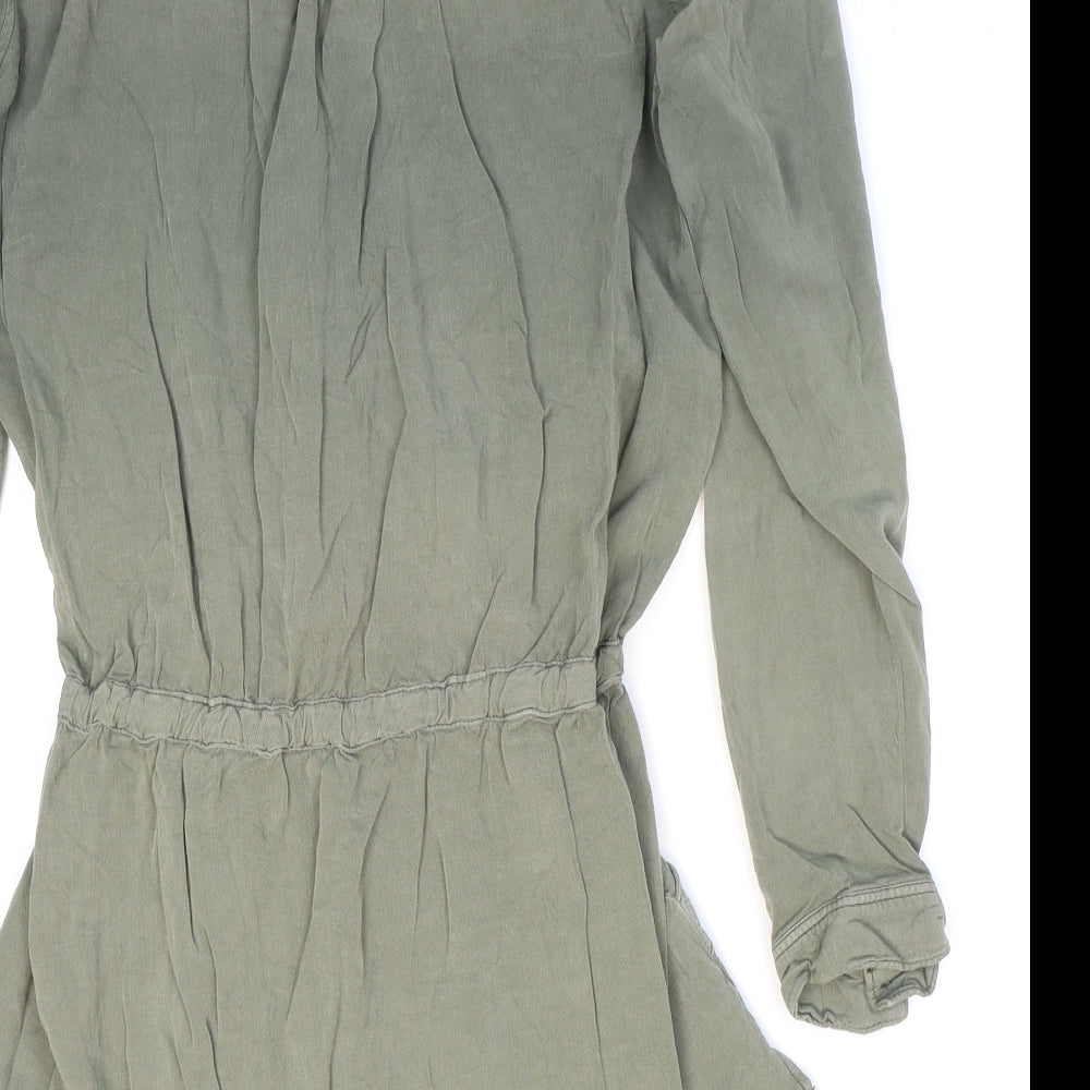Divided Womens Green Viscose Tunic T-Shirt Size 12 Collared