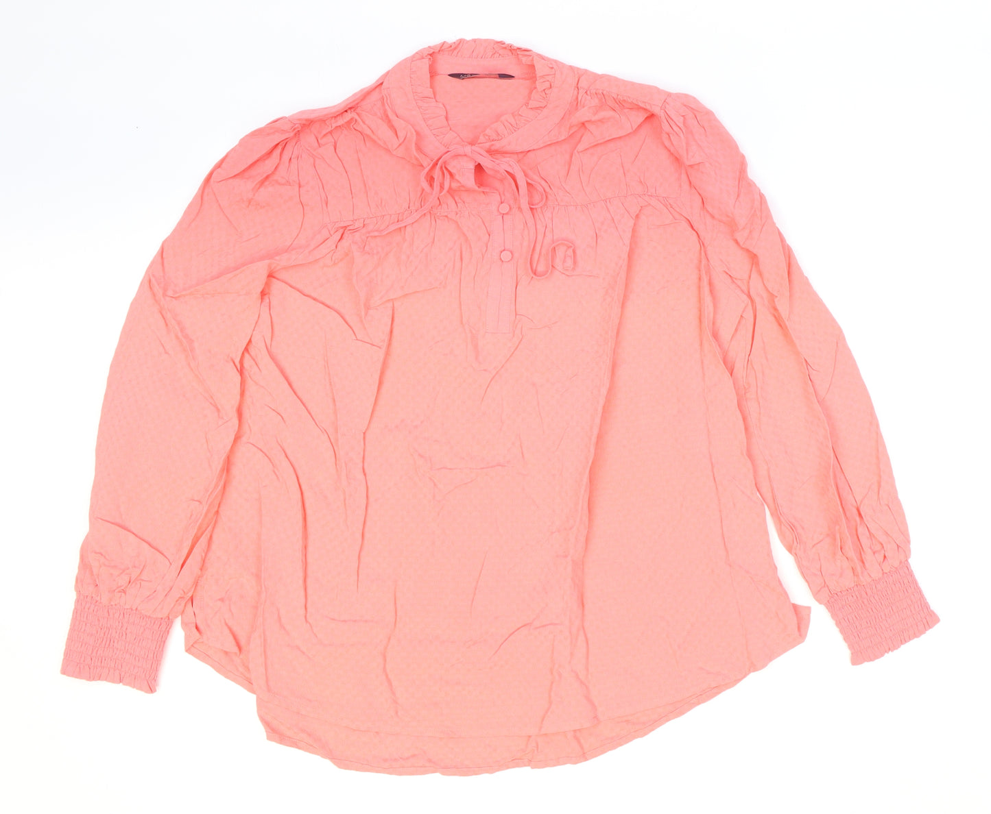 Marks and Spencer Womens Orange Geometric Viscose Basic Blouse Size 14 V-Neck