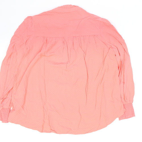 Marks and Spencer Womens Orange Geometric Viscose Basic Blouse Size 14 V-Neck
