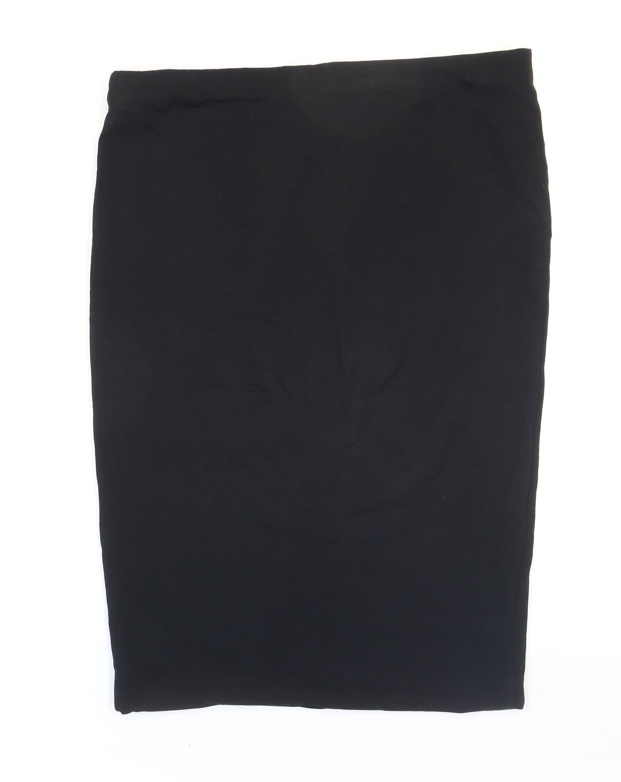 H&M Womens Black Cotton Straight & Pencil Skirt Size 10