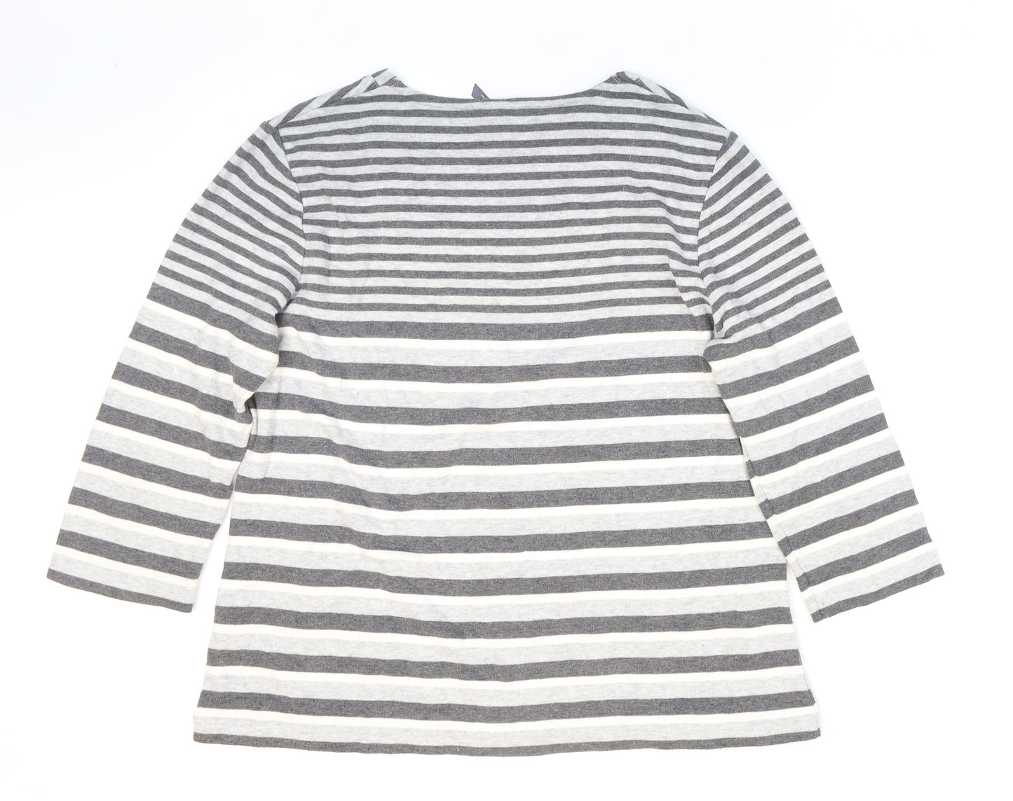 DASH Womens Multicoloured Striped Cotton Basic T-Shirt Size 12 Scoop Neck