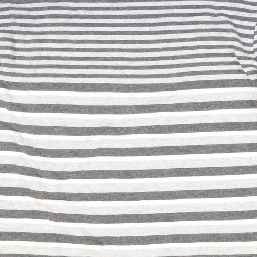 DASH Womens Multicoloured Striped Cotton Basic T-Shirt Size 12 Scoop Neck