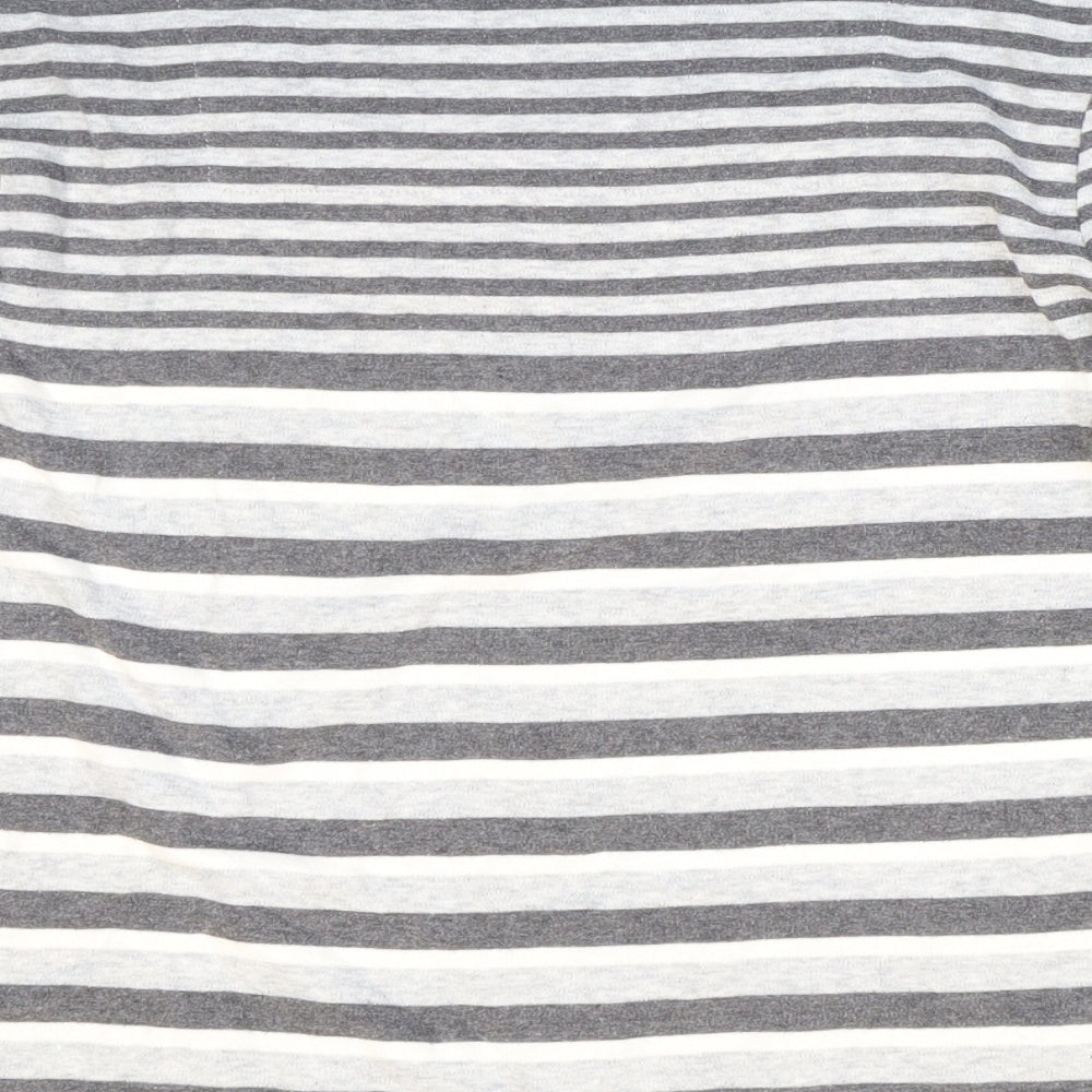 DASH Womens Multicoloured Striped Cotton Basic T-Shirt Size 12 Scoop Neck