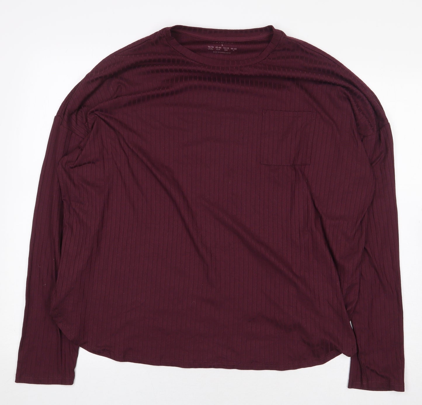 Primark Womens Purple Polyester Basic T-Shirt Size L Round Neck - Ribbed