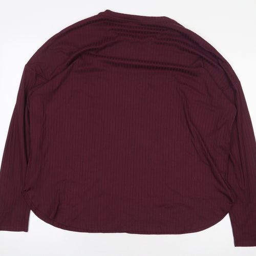 Primark Womens Purple Polyester Basic T-Shirt Size L Round Neck - Ribbed