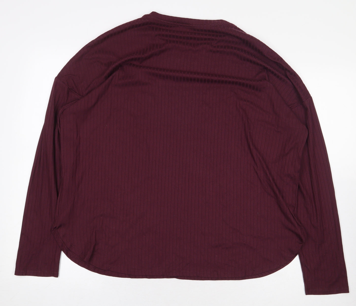 Primark Womens Purple Polyester Basic T-Shirt Size L Round Neck - Ribbed