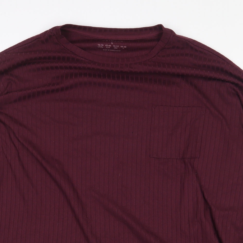 Primark Womens Purple Polyester Basic T-Shirt Size L Round Neck - Ribbed