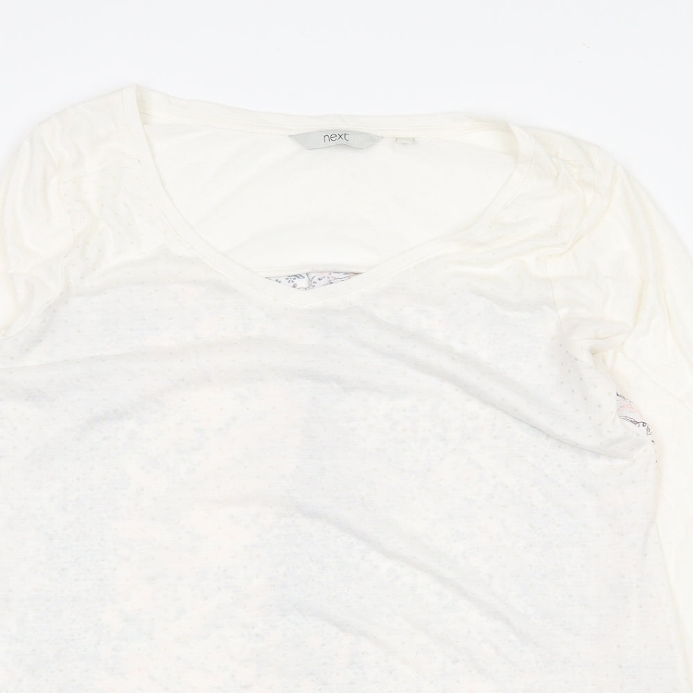 NEXT Womens White Floral Polyester Basic T-Shirt Size 12 Collared