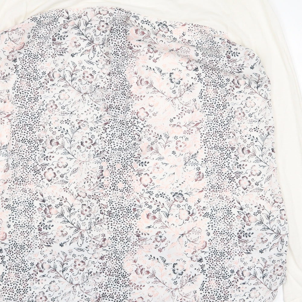 NEXT Womens White Floral Polyester Basic T-Shirt Size 12 Collared