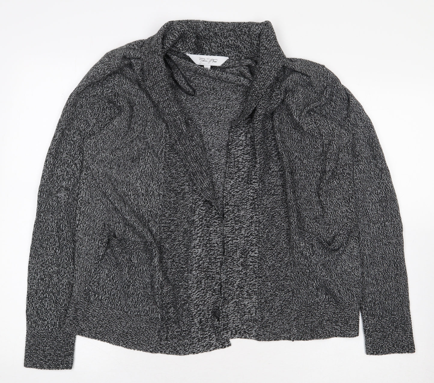 Plum Tree Womens Grey Collared Acrylic Cardigan Jumper Size M