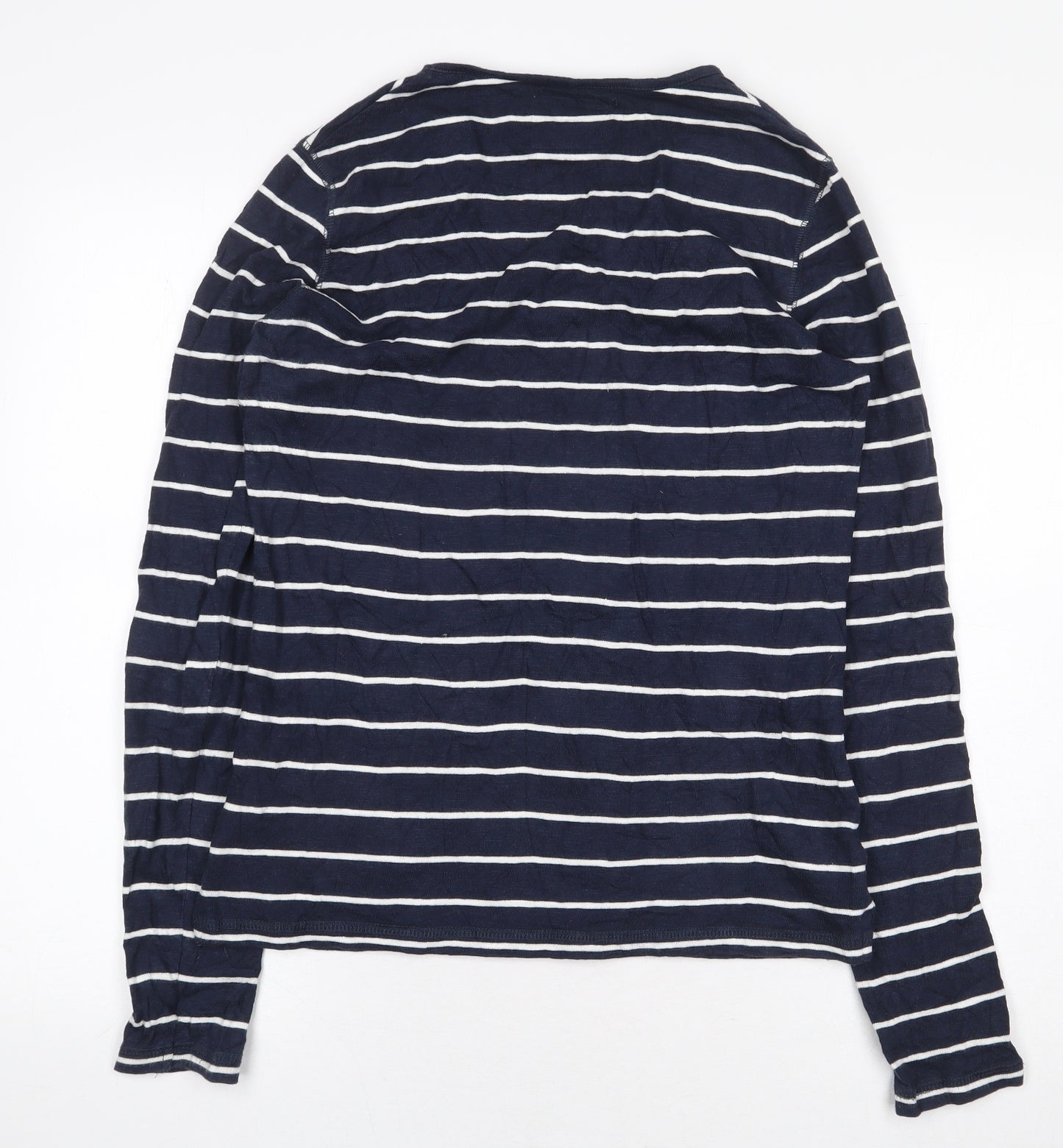 Mountain Warehouse Womens Blue Striped Cotton Basic T-Shirt Size 12 Round Neck