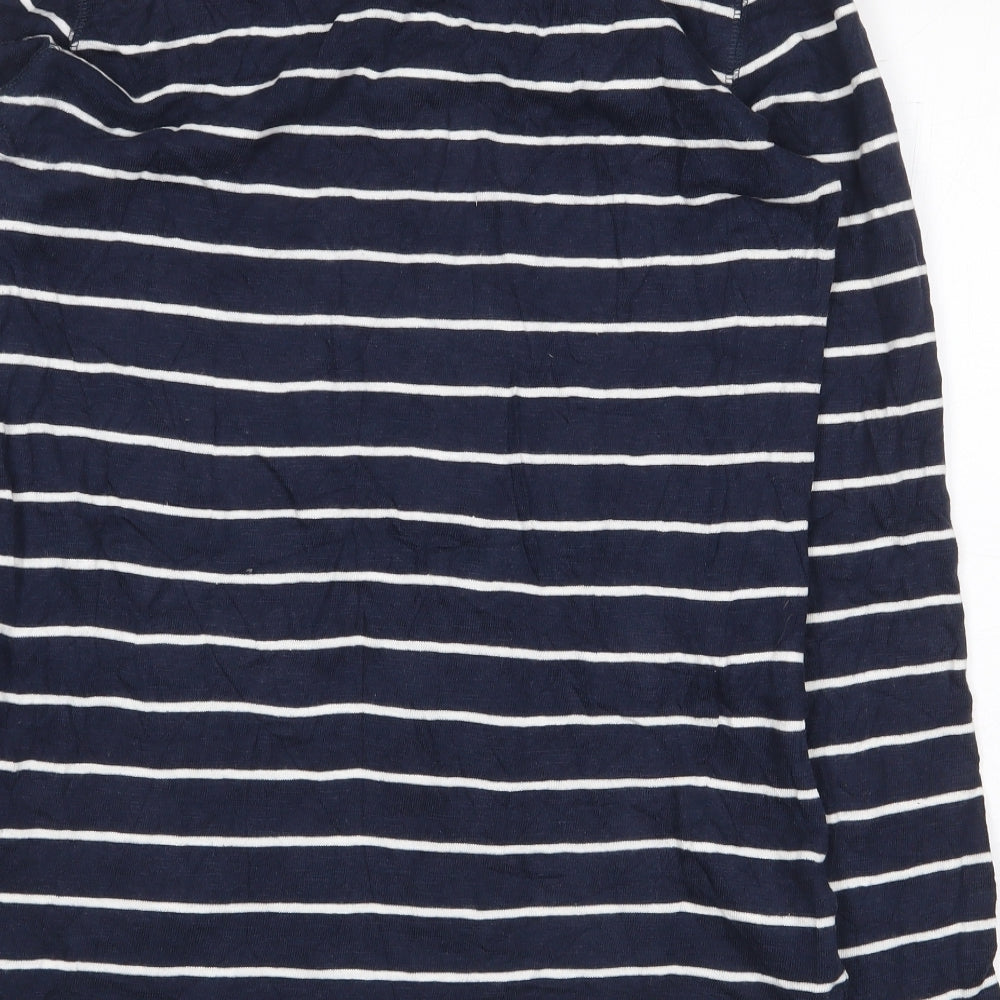 Mountain Warehouse Womens Blue Striped Cotton Basic T-Shirt Size 12 Round Neck