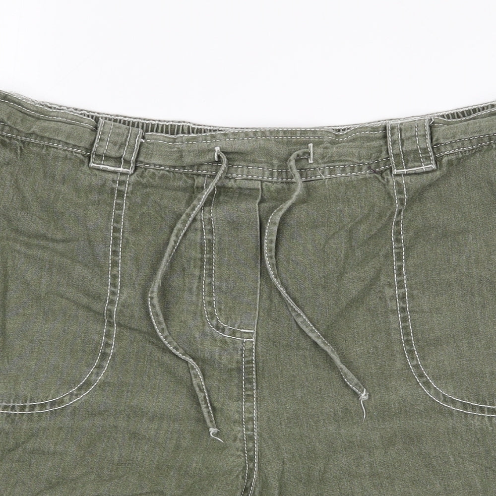BM Womens Green Cotton Cargo Shorts Size 16 L5 in Regular Tie