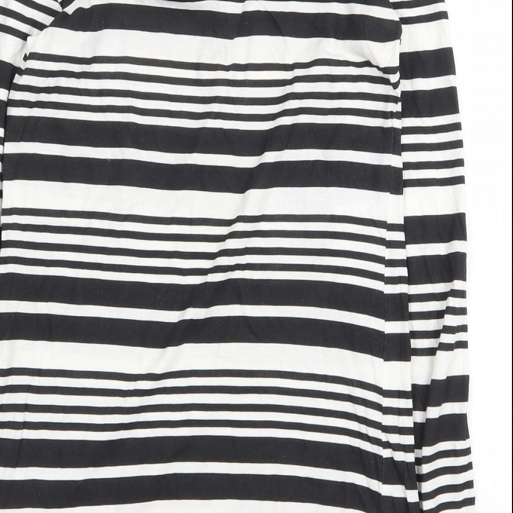 Atmosphere Womens White Striped 100% Cotton Basic T-Shirt Size 8 Round Neck