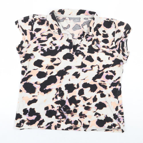 Calvin Klein Womens Multicoloured Animal Print Cotton Basic Polo Size M Collared