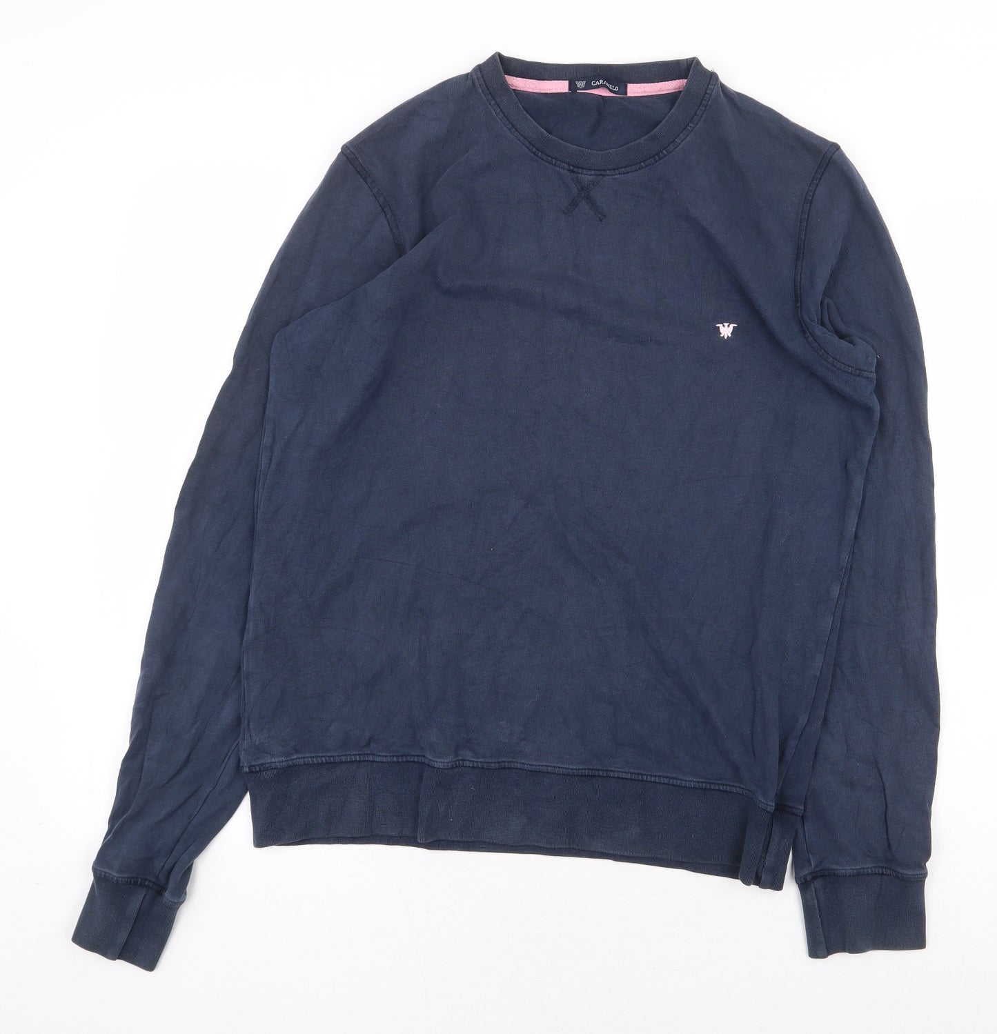 Caramelo Mens Blue Cotton Pullover Sweatshirt Size S