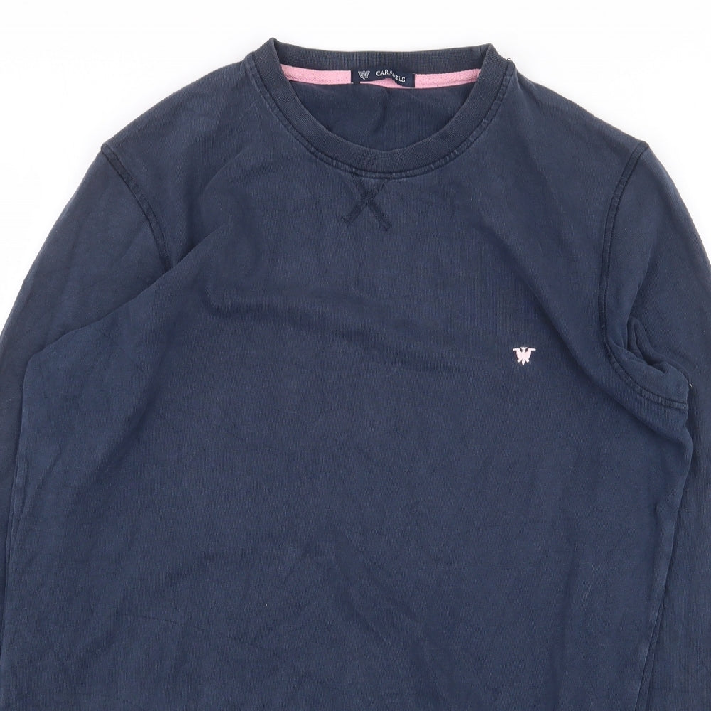 Caramelo Mens Blue Cotton Pullover Sweatshirt Size S