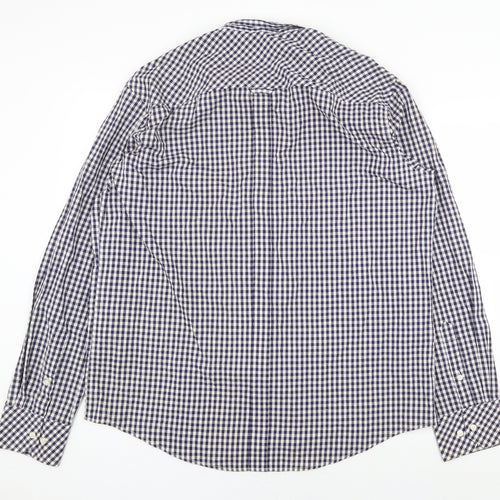 Ben Sherman Mens Blue Check Cotton Dress Shirt Size 3XL Collared Button