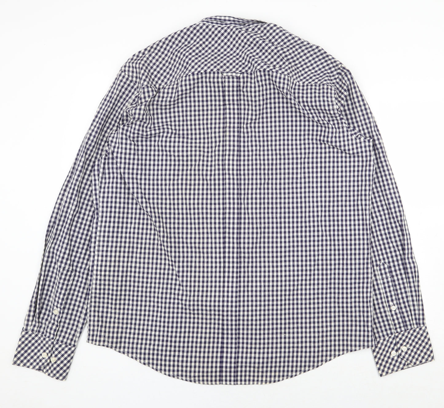 Ben Sherman Mens Blue Check Cotton Dress Shirt Size 3XL Collared Button