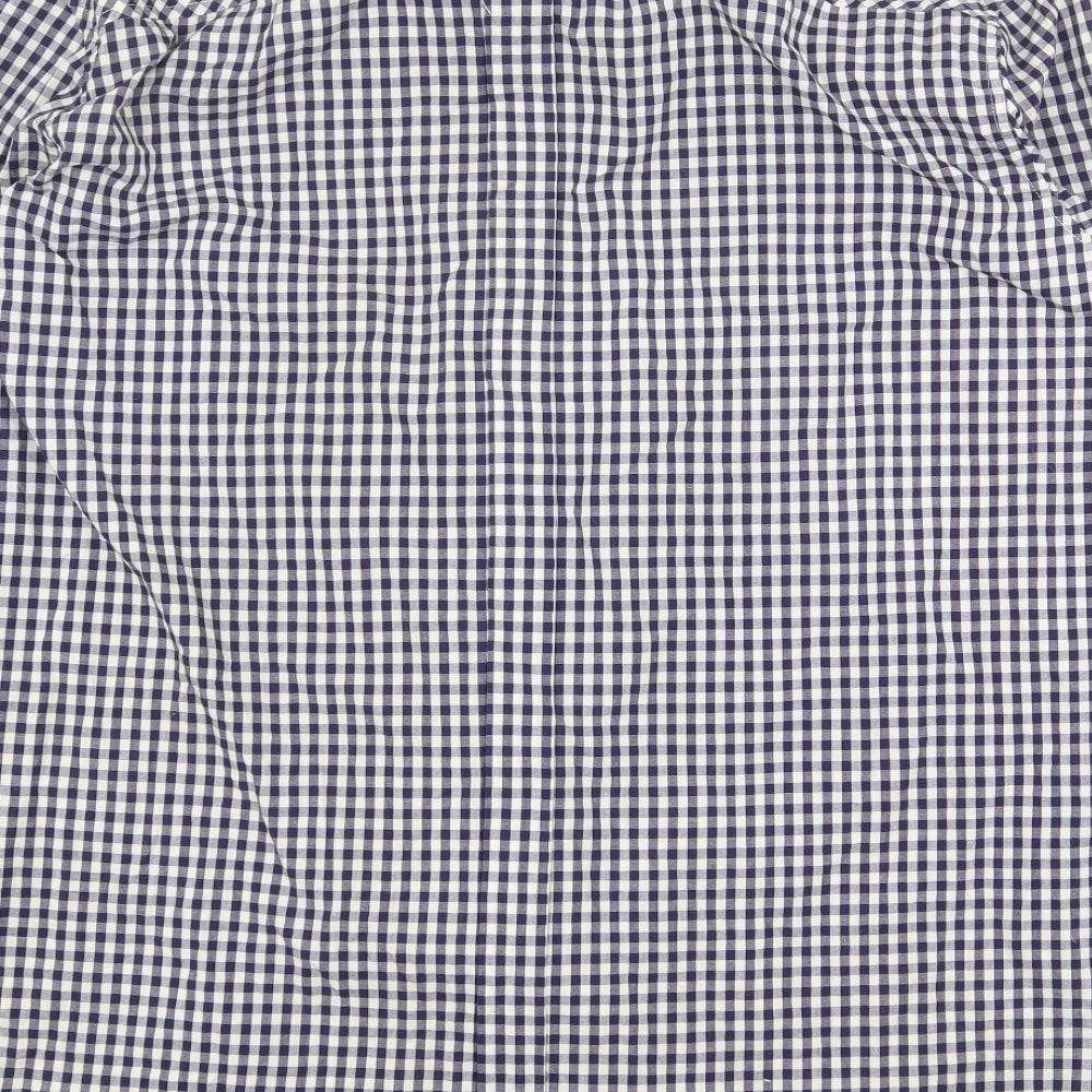 Ben Sherman Mens Blue Check Cotton Dress Shirt Size 3XL Collared Button
