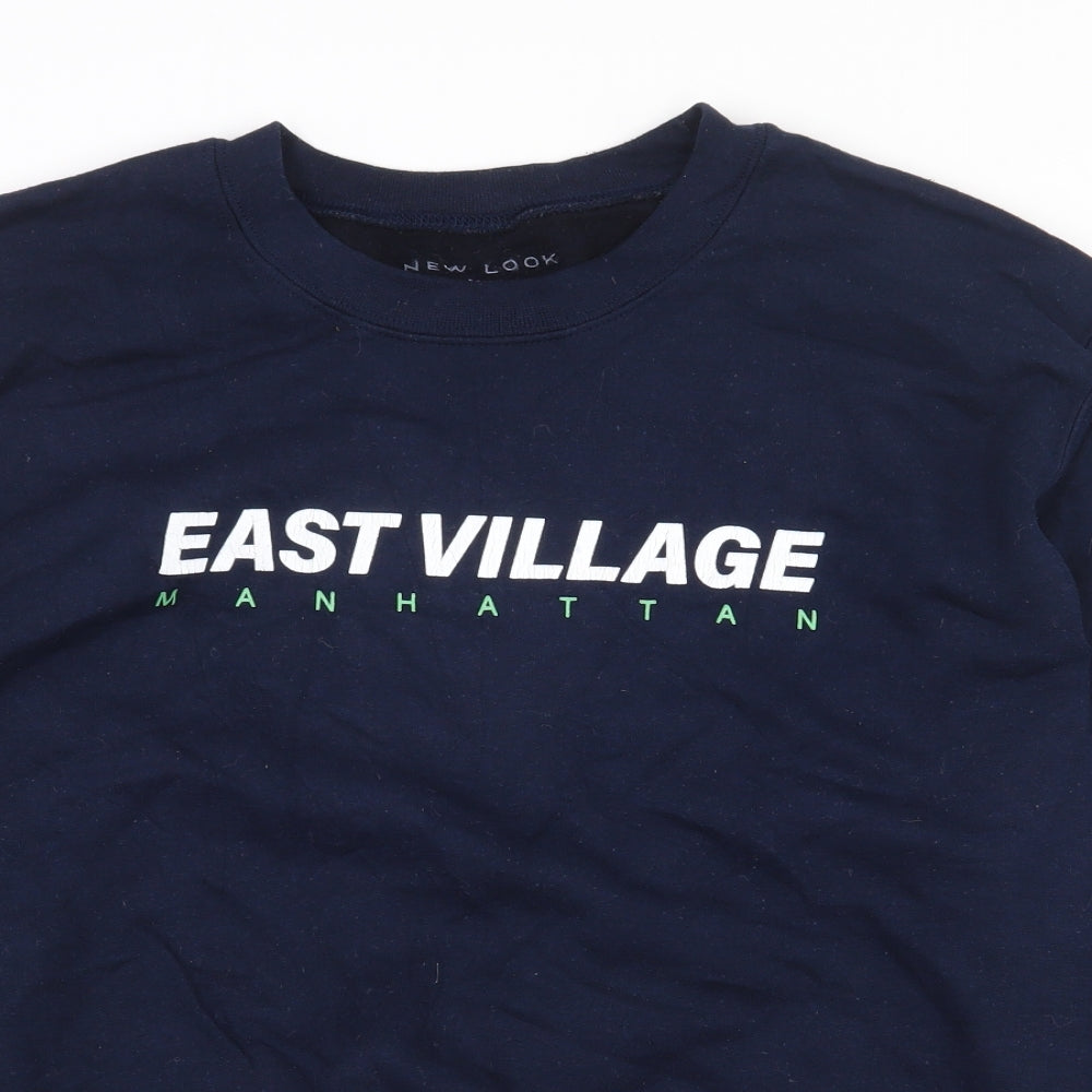 New Look Mens Blue Cotton Pullover Sweatshirt Size XS - Manhattan