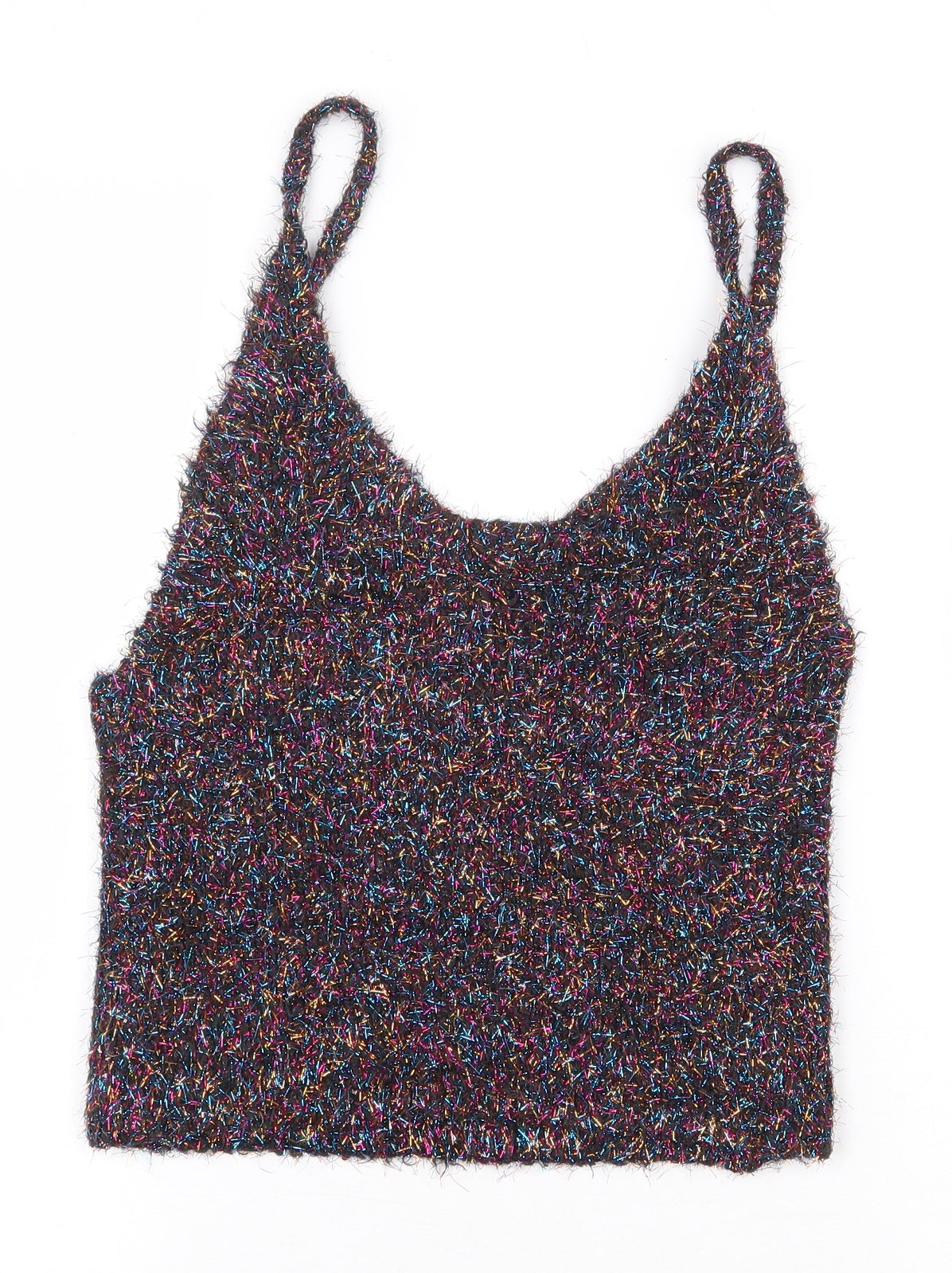Cooperative Womens Multicoloured Polyester Cropped Tank Size L Scoop Neck