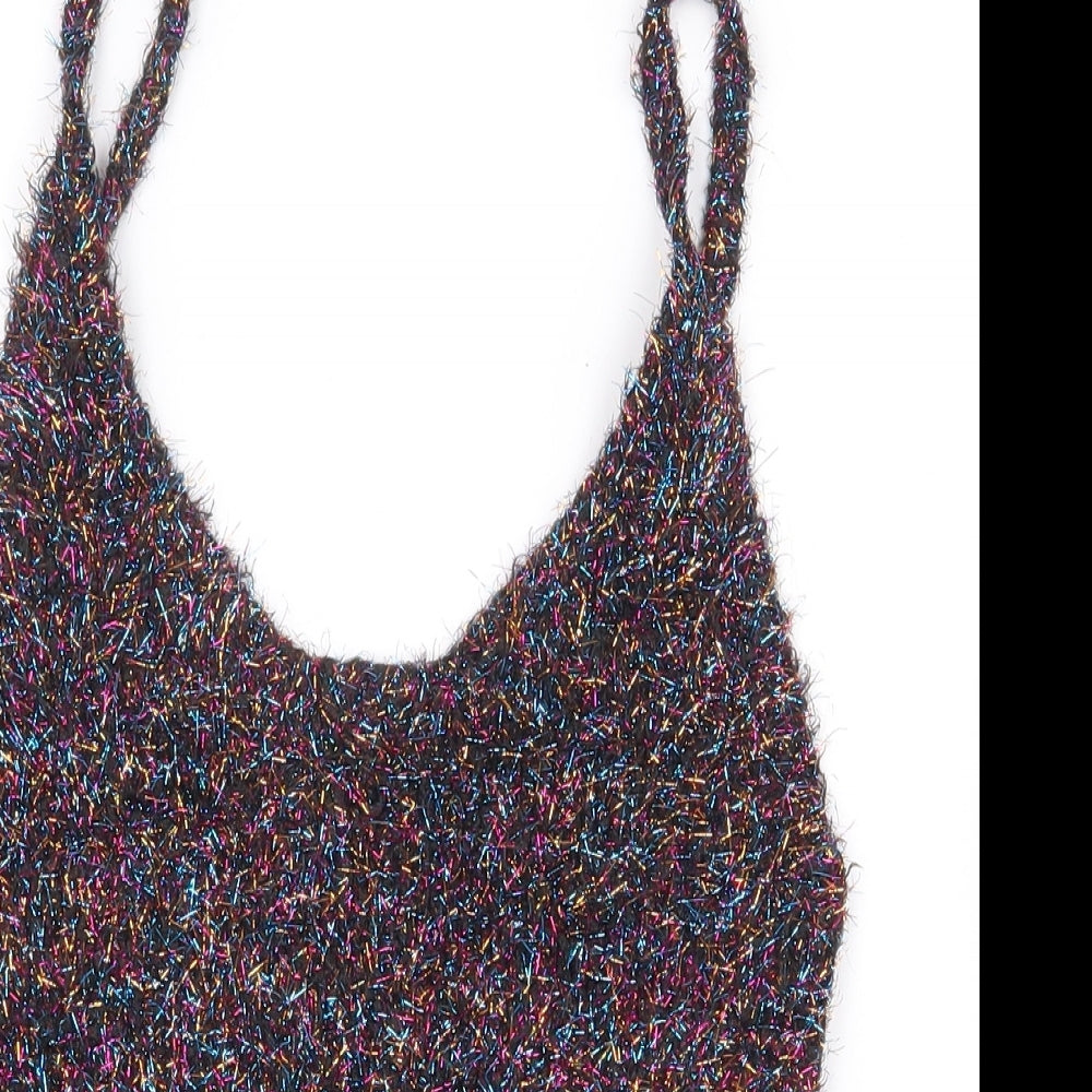 Cooperative Womens Multicoloured Polyester Cropped Tank Size L Scoop Neck