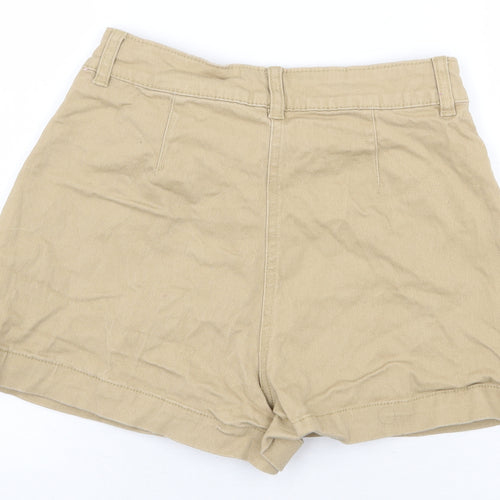 Primark Womens Beige Cotton Chino Shorts Size 12 L3 in Regular Zip