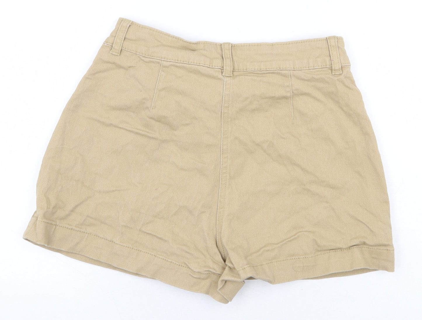 Primark Womens Beige Cotton Chino Shorts Size 12 L3 in Regular Zip